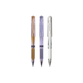 Uni-Ball UM-153 Signo Metallic Rollerball Gel Colouring Pens. Premium Broad 1.0mm Ballpoint Tip. Arts and Crafts for Kids & Adults. Fade & Water Resistant Uni Super Ink. Pack of 3 Gold, Silver, White
