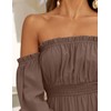 ZESICA Women's 2025 Boho Sexy Off Shoulder Long Sleeve Smocked