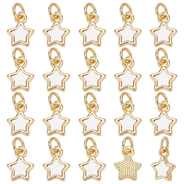 CRAFTYMELODY 12Pcs Real 18K Gold Plated Star Charms with Jump