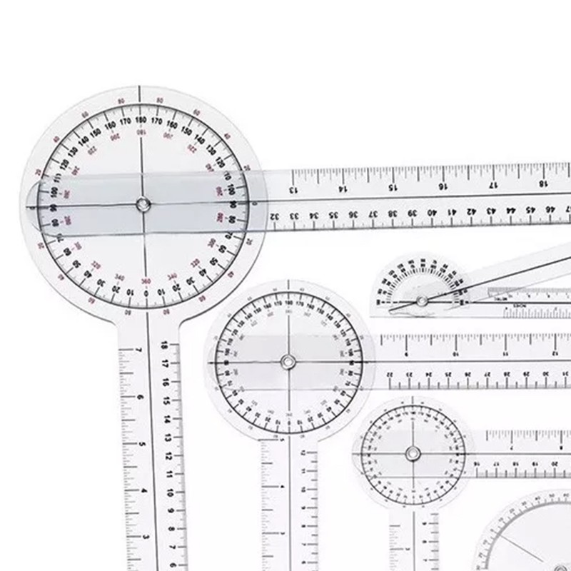 6PCS Medical Goniometer Set PVC Transparent Clear Scale Wear Resistant
