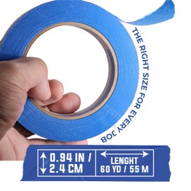 Zigglet Blue Painters Tape – Wide Masking Tape for Painting Walls & Trim, Clean Removal, No Residue – Heavy Duty Blue Tape for DIY, Multi‑Surface Paint Tape for Professionals - 60 Yards | Pack of 3