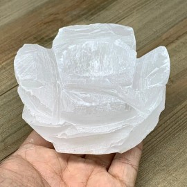 1pc,460-520g, 3.6"x2.1" White Selenite Candle Holder Round Shape from Morocco
