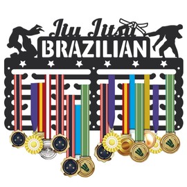 SUPERDANT SUPERDANT Brazilian Jiu-Jitsu Medal Hanger Display Sports Medal Holder Award Metal Medal Organizer Ribbon Rack Wall Mounted Race 6 Rows 24 Hangers Non-Slip Iron Hooks for Athletes Players Gifts