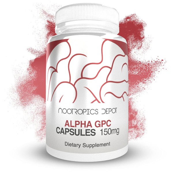 Nootropics Depot Alpha GPC Capsules | 150mg | 60 Count | Choline Supplement | Brain Health Supplement | Supports Healthy Brain Function | Enhance Cognition, Memory + Focus