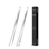 2 Pcs 25.5cm Cooking Tweezers Tongs Precision Serrated Tips, Stainless