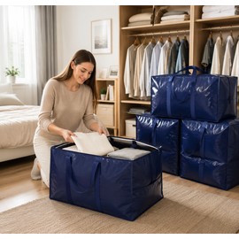 Large Storage Moving Bags with Zippers and Handles – Heavy Duty Organizer Bags for Moving, Travel & Home Storage