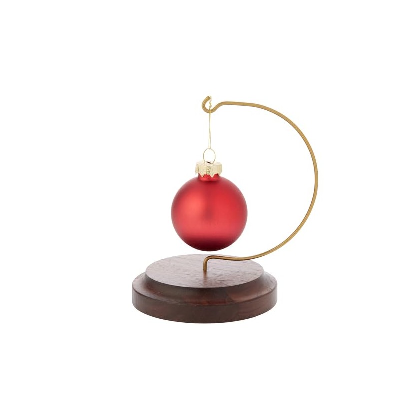 Plymor Wire Ornament Hanger Display with 3.75" Round Walnut Wood