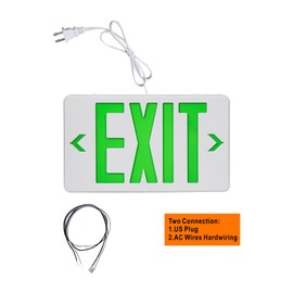TANLUX Green Corded Exit Sign with 1.0 Meter Plug in Cord, Plug in Exit Sign with Battery Backup Lights for Business, Commerical Emergency Lighting, UL Listed, AC 120/277V, Double Face