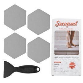 Secopad Bathtub Stickers Non-Slip, 12 PCS Hexagon Grey Safety Shower Treads Adhesive Appliques with Premium Scraper