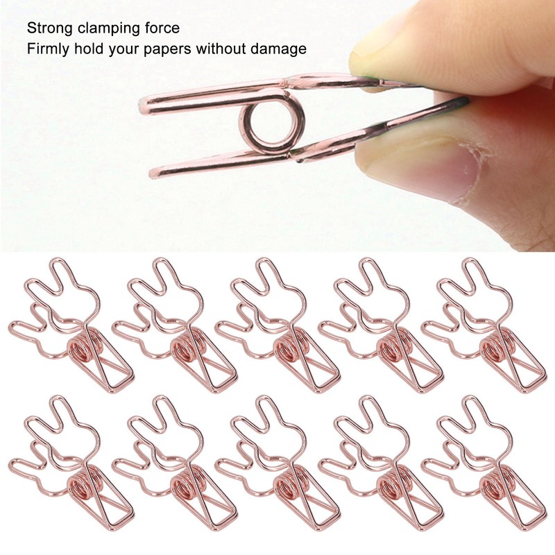 100Pcs Bunny Binder Clips Hollow Out Cute Strong Clamping Durable