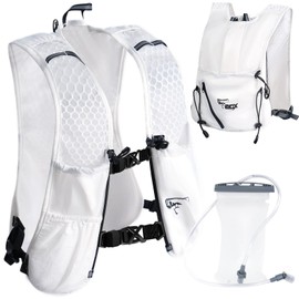 tacxmotorrad Hydration Backpack for Women Men, Lightweight Running Vest with 1.5L Water Bladder, Breathable Water Backpack for Hiking Running Cycling Climbing - White