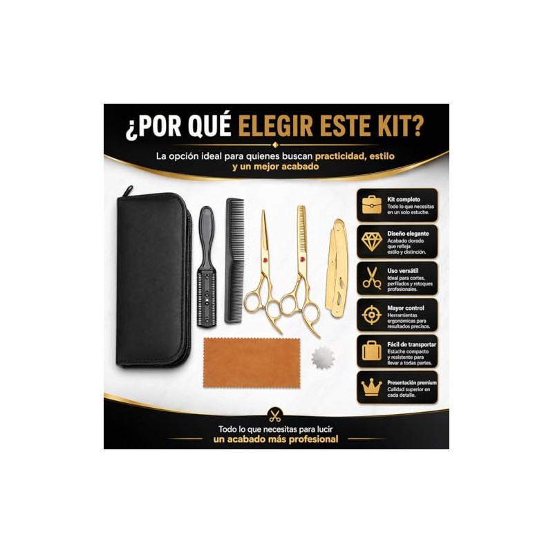 Kit Profesional de Barbería - Juego de 8 Piezas en