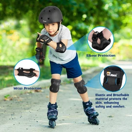 JBM Youth Kids Knee Pads and Elbow Pads with Wrist Guards and Adjustable Straps Protective Gear Set for Roller Skating Cycling BMX Bike Skateboard Inline Skating Scooter Riding Sports