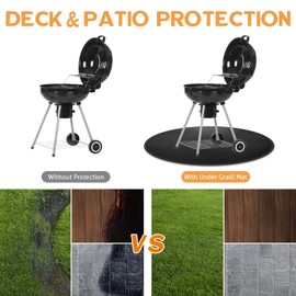 CYFIE 36 Inch Round Under Grill Mat for Outdoor BBQ, Heat Resistant Fireproof Mats for Fire Pit, Waterproof Oil-Proof Double-Sided Silicone Floor Pad Deck Fireplace Stove Patio Grass Protector