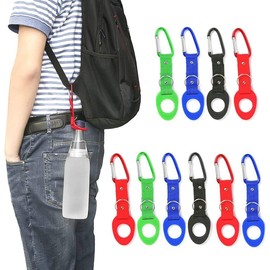 Portable Silicone Water Bottle Buckle, 10PCS Bottle Convenient Carrying Clip Hook Holder with D-Ring Hook for Camping Hiking Traveling with Emergency Aluminum Whistle by DomeStar