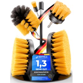 VJM-STORE Brush Attachment Cordless Screwdriver [Set of 6] Medium Hardness - Brush Cordless Screwdriver - Cleans Bathroom, Kitchen, Carpet, Sink, Rims, Windows, etc. - 15 cm Extension - Suitable for Household and Craftsmen