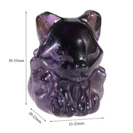 mookaitedecor Pack of 2 Amethyst Crystal Nine Tailed Fox Figurine, Hand Carved Animal Statue Stone Craft Sculpture Ornament for Home Office Decor