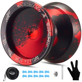 WATIEOBOO Yoyo Professional Responsive Yoyo for Kids 8-12 Beginner Unresponsive Yoyo for Adults Beginner Friendly Fingerspin Trick Yoyos with Yoyo String-Black Red