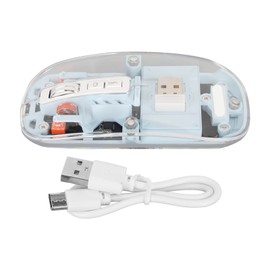 Wireless 2.4G Bluetooth Transparent Mouse 2400 DPI Rechargeable 400mAh RGB Colorful Wireless Mouse Blue