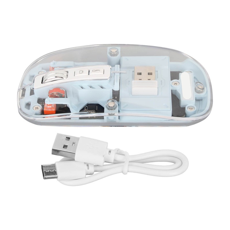 Wireless 2.4G Bluetooth Transparent Mouse 2400 DPI Rechargeable 400mAh RGB