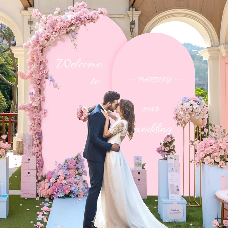 6FT Baby Pink Arch Covers, Spandex Fitted Wedding Arch Stand