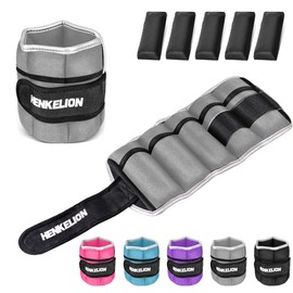 Henkelion 1 Pair 6 Lbs Adjustable Ankle Weights For Women Men Kids, Strength Training Wrist Weights Ankle Weights Set For Gym, Fitness Workout, Running, Lifting Exercise Leg Weights - each 3 Lbs Grey