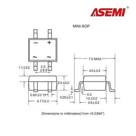 50x MB6S ASEMI Surface Mount 1A1000V Mini Bridge Rectifier Diodes for LED..