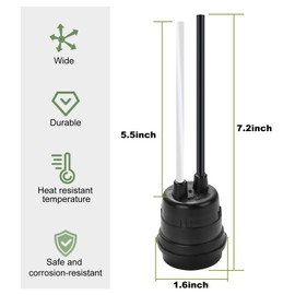 12PCS Waterproof Black Pigtail Lamp Holder Socket,E26/E27 Fully Sealed Rainproof Light Sockets, E26 Medium Base Light Socket,DIY Table Lamp Base Accessories ，250V-660W (12)