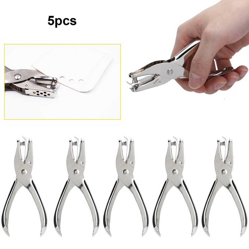 5Pcs Hole Punch HandHeld Single Side Classic Office Paper Ticket