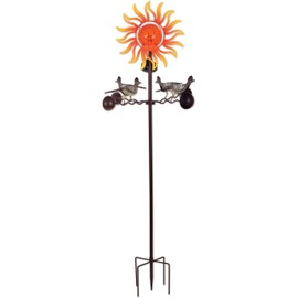 Sunset Vista Designs Southwest Wind Spinner - Solar Powered LED Lighted Yard Décor with Sensor, 42.75" Tall, Roadrunner