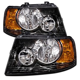 HEADLIGHTSDEPOT Black Housing Left and Right Headlights Pair Compatible with Fleetwood Bounder 2006-2008