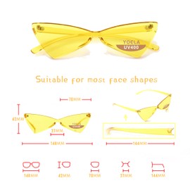 Yoela Triangle Thick Rimless Sunglasses Transparent One Piece Eyewear Colorful Glasses Party Favors,Yellow
