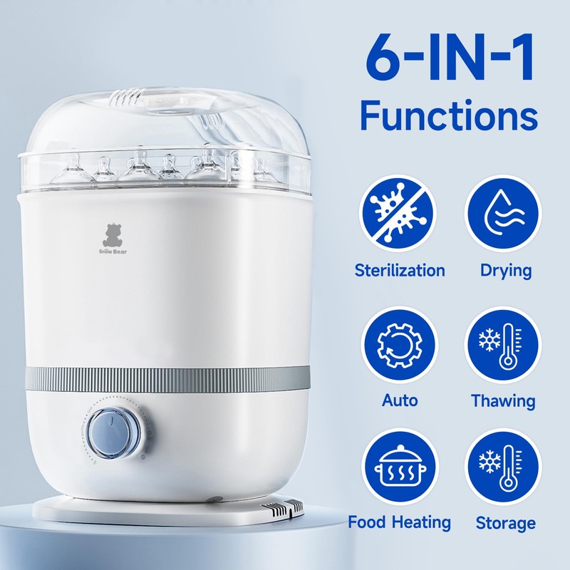 Snow Bear Baby Bottle Sterilizer and Dryer, 6-in-1 Electric Steam