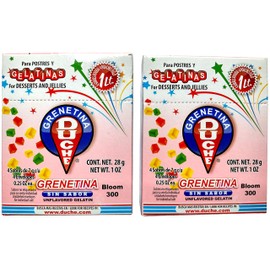 Duche Grenetina sin sabor 300 Bloom - Polvo para preparar postres y gelatinas - 4 sobres de 7 g c/u por caja - 28 g por caja - 2 cajas