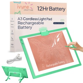 iVyne Rechargeable A3 Light Pad for Diamond Painting - LED Light Board for Weeding & Tracing - Diamond Art Light Pad - Ultra-Thin & Portable - Perfect for Artists & Crafters - Green