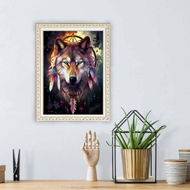 Eiflow Diamond Craft Painting Art Kits for Adults Wolf, Paint by Diamond Gem Art Kits Full Drill Embroidery Mosaic Making (12"x16")