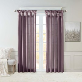 Madison Park Emilia Faux Silk Single Curtain with Privacy Lining, DIY Twist Tab Top, Window Drape for Living Room, Bedroom and Dorm, 95"L x 50"W, Purple