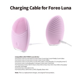 2 Pack 5V USB Charging Cable for FOREO Luna Series Facial Cleanser, Electric Toothbrush Charger Cord for Fairywill, Sonic, Initio, Dnsly, Bitvae, DC 5V USB Cable for Hatch Baby Rest Mini (5FT, White)
