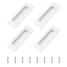 MOROBOR 4 PCS Recessed Cabinet Handles, Warm White Stainless Steel Rectangular Knob with Screws Exposed Installation Embedded Pull Handle for Wardrobe Drawer Flush Sliding Door