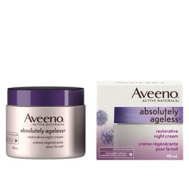 Aveeno Anti Aging Night Cream, Active Naturals Absolutely Ageless Restorative Face Moisturizer for Wrinkles and Fine Lines, Hydrating Lotion with Blackberry Complex, Non-Comedogenic and Hypoallergenic, 48ML