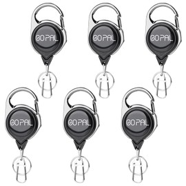 Gopal Fly Fishing Zinger Retractor: Retractable Keychain with 27.5" Durable Cord Badge Reel Lanyard - Fishing Rod Tether Accessories and Gear, 6 Pack