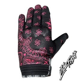 Live Fast Black & Pink Paisley Motorcycle Gloves M