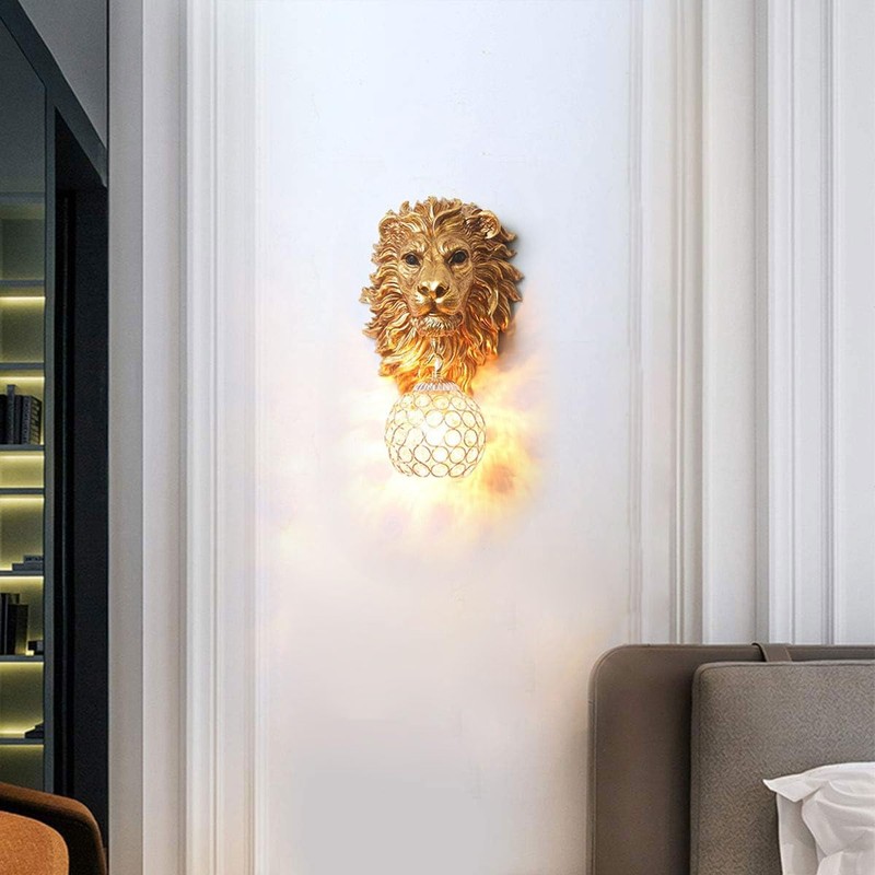 Pobllem Living Room Wall Lighting Gold Baroque Crystal Glass Wall