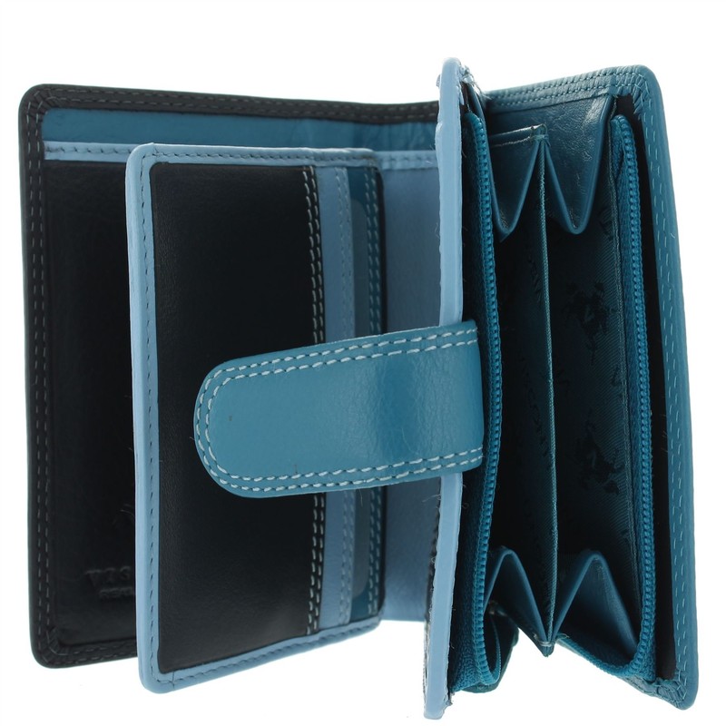 Visconti Leather Rainbow Collection Bali Purse RFID Blocking RB40 Blue