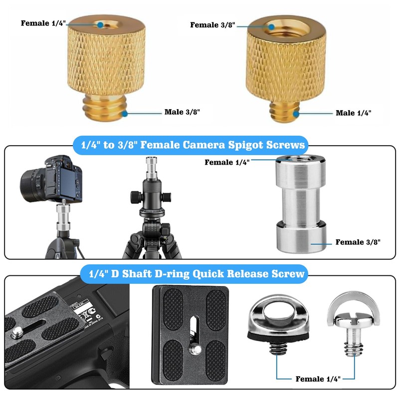 Nizirioo 26 Piece Camera Screw: 1/4 Inch to 3/8 Inch