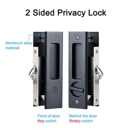 Hoconnie 6.3” Privacy Pocket Door Lock Hardware, Sliding Door Lock, Bathroom Mortise Lock, Invisible Furniture Hardware for 1-7/16” ~ 1-15/16” Thickness Door Matte Black