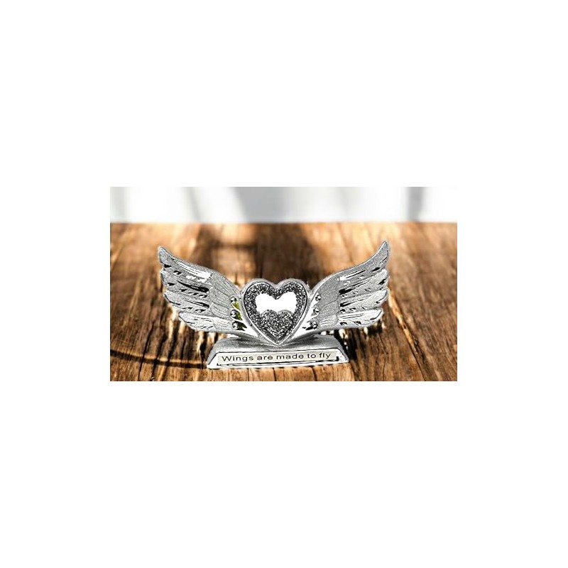 Crushed Diamond Angel Wings with Shelf Sitter Ornament Decorative Sculpture