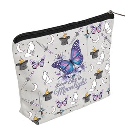 WZJHCL Butterfly Makeup Pouch Dark Romance Cosmetic Kit Bag Feminine Literary Quote Storage Pouch Bag She Is Moonlight (Moonlight)