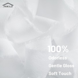 FAKILO Chiffon Ribbon with Frayed Edge, White Ribbon 4 Rolls 1'' X 5 Yd for Wedding Invitations, Bridal Bouquets, Gifts Wrapping, DIY Crafts