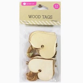 12 Natural Wood Heart Ornaments for Tiny Christmas Tree